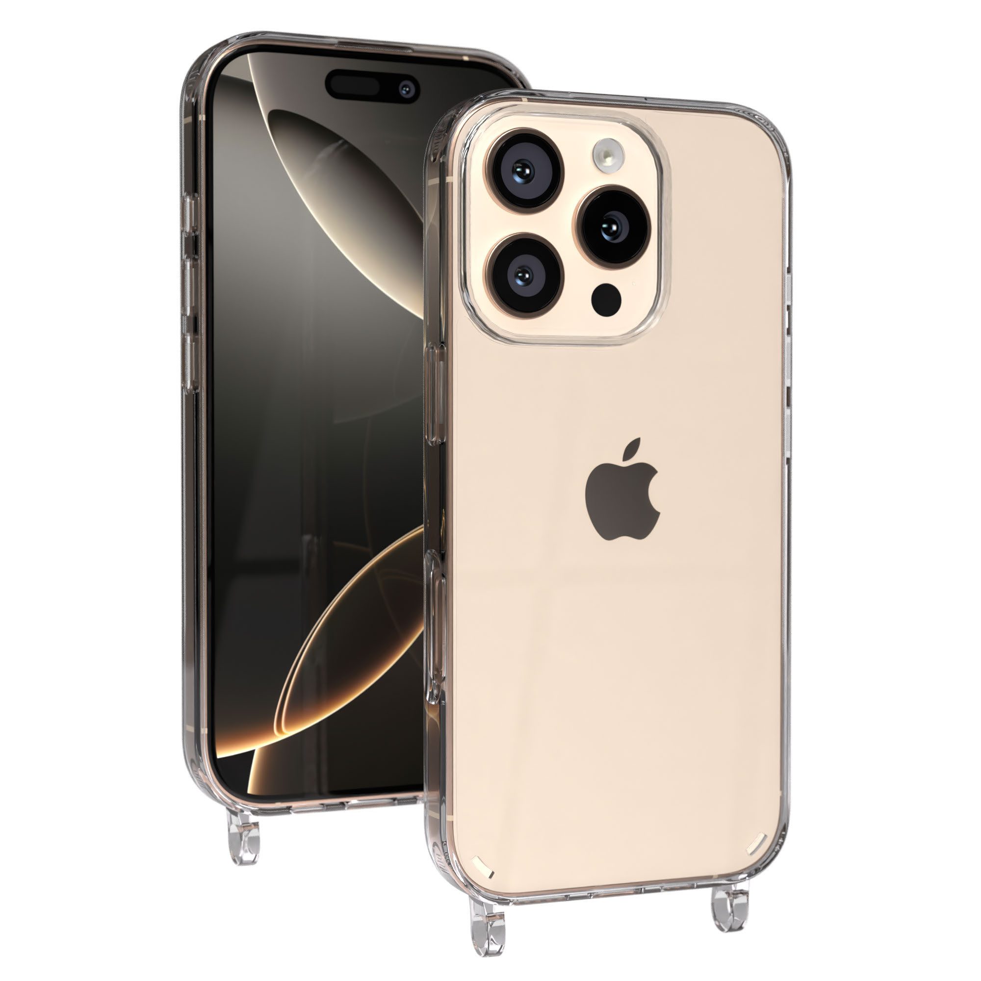EAZY CASE Handykette Handyhülle für Handyketten mit Befestigungsösen für iPhone Modelle 6,3 Zoll, Hülle für Handykette, Transparent mit Ösen für Apple iPhone 16 Pro