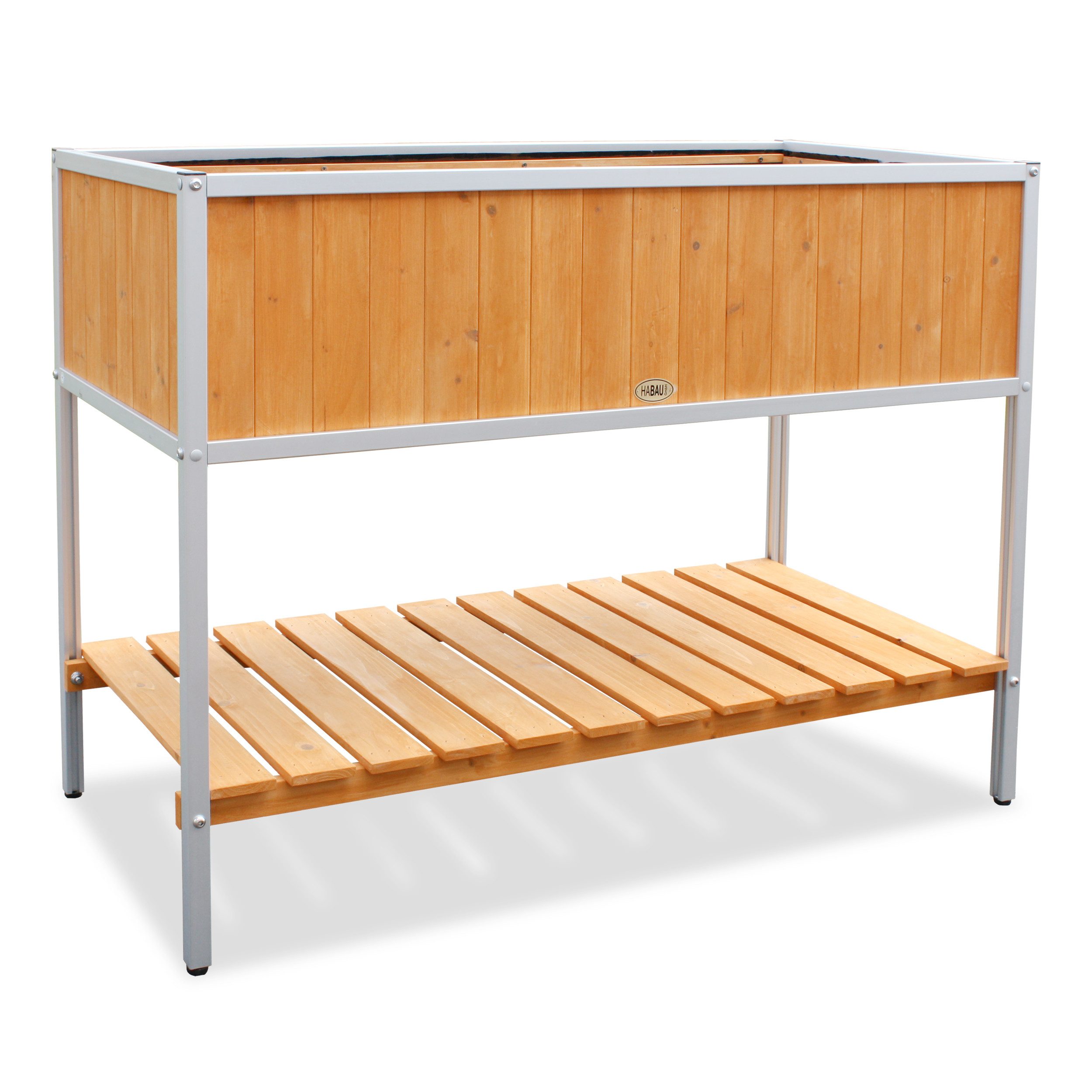 HABAU Hochbeet (Rahmen aus Aluminium), mit Ablage und perforierter Folie