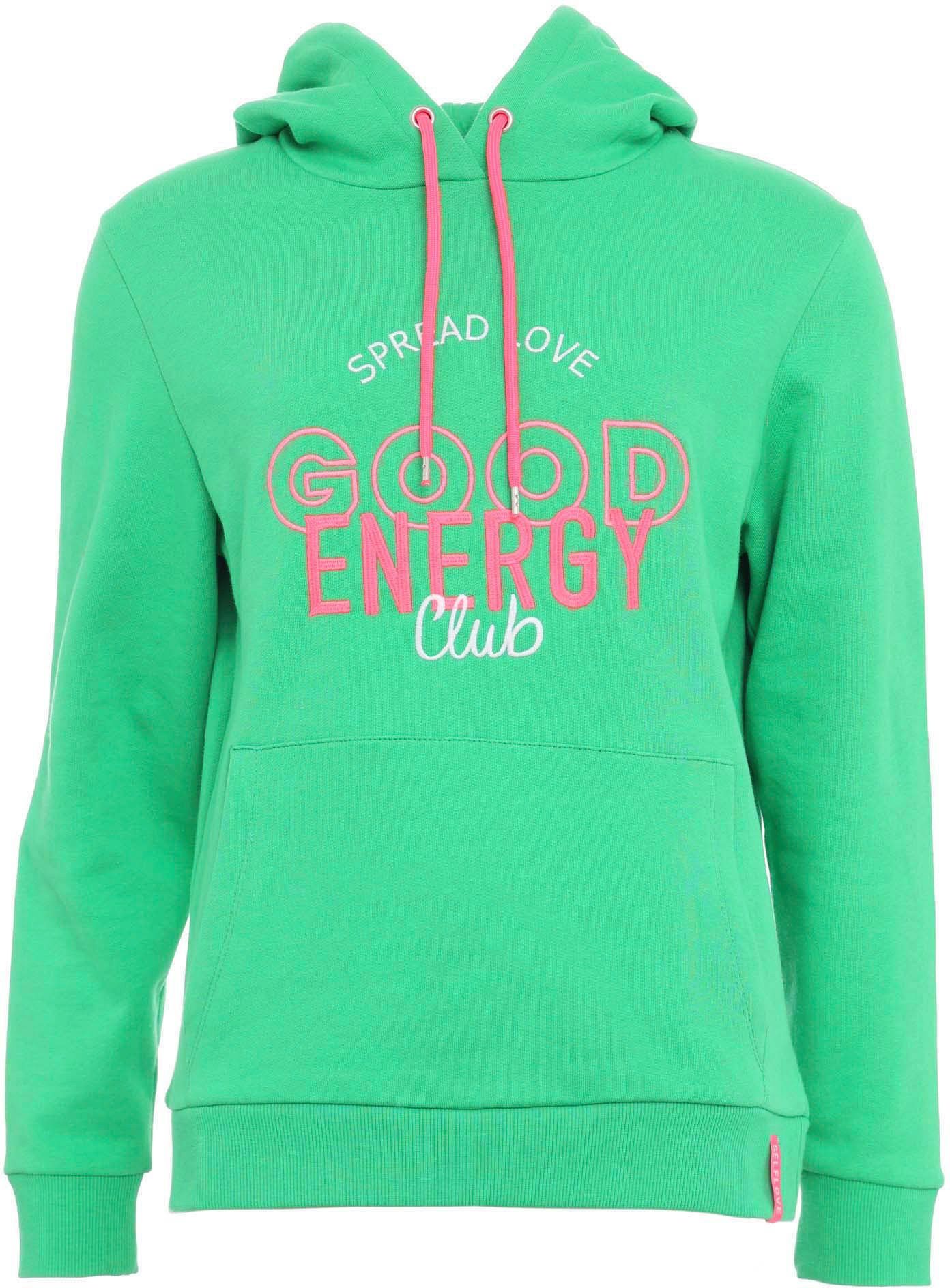 Zwillingsherz Kapuzensweatshirt mit "Good Energy"-Stickerei und günstig online kaufen