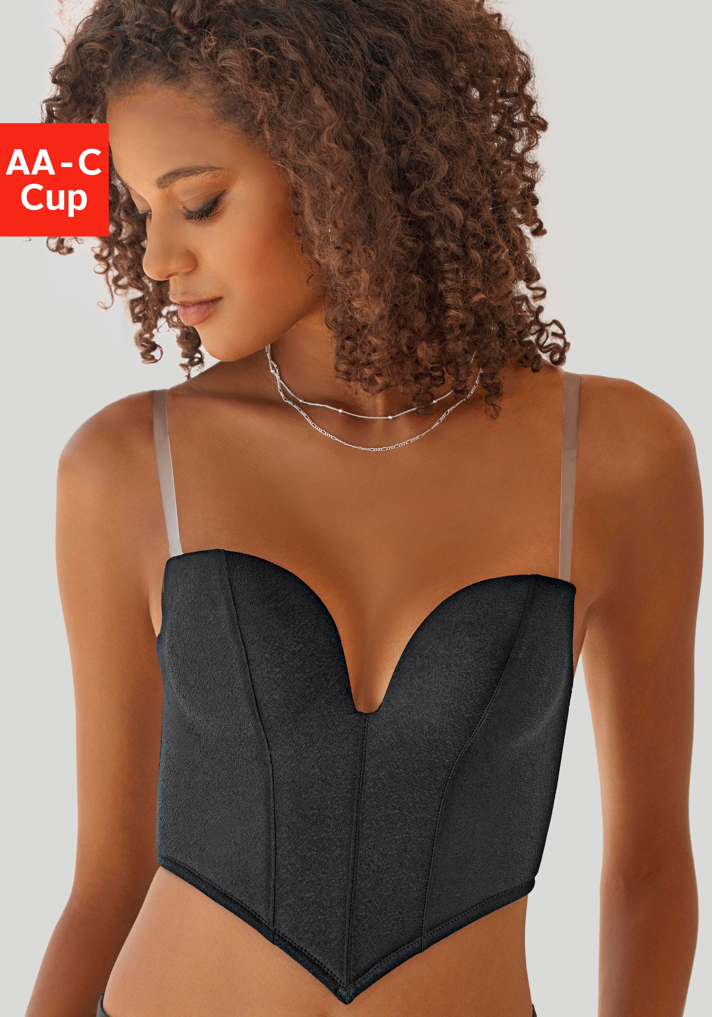 Vivance by Lascana Corsage, Push-up-BH, BH mit transparenten Trägern mit Push-up-Kissen und austauschbaren Trägern, sexy Dessous