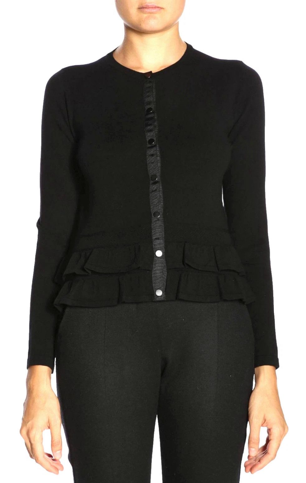 Emporio Armani Strickjacke Damen Cardigan Eleganter Feinstrick mit Volants günstig online kaufen