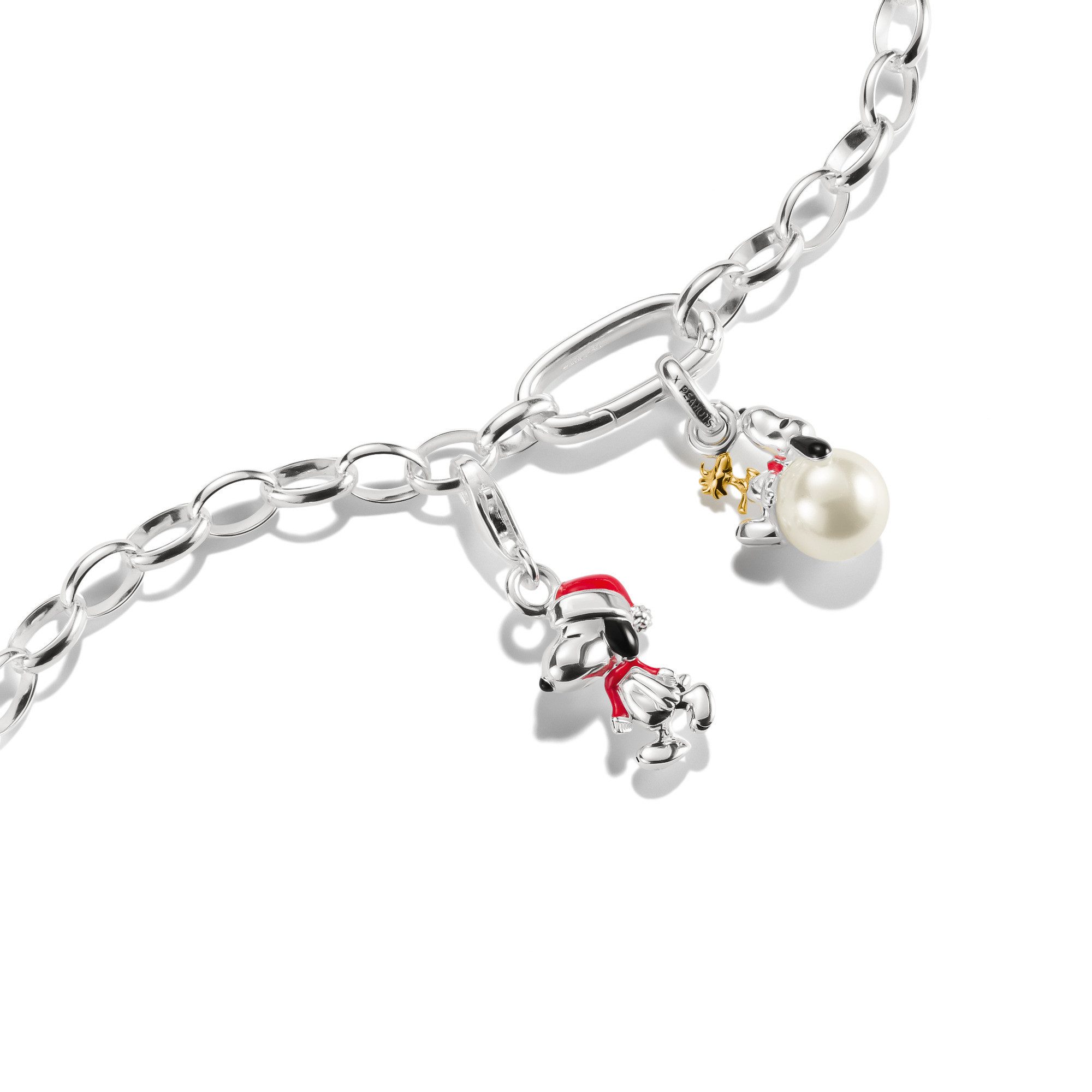 THOMAS SABO Charm-Einhänger THOMAS SABO x Peanuts Snoopy/Woodstock Santa Edition - Connect, mit Perle (imitiert)