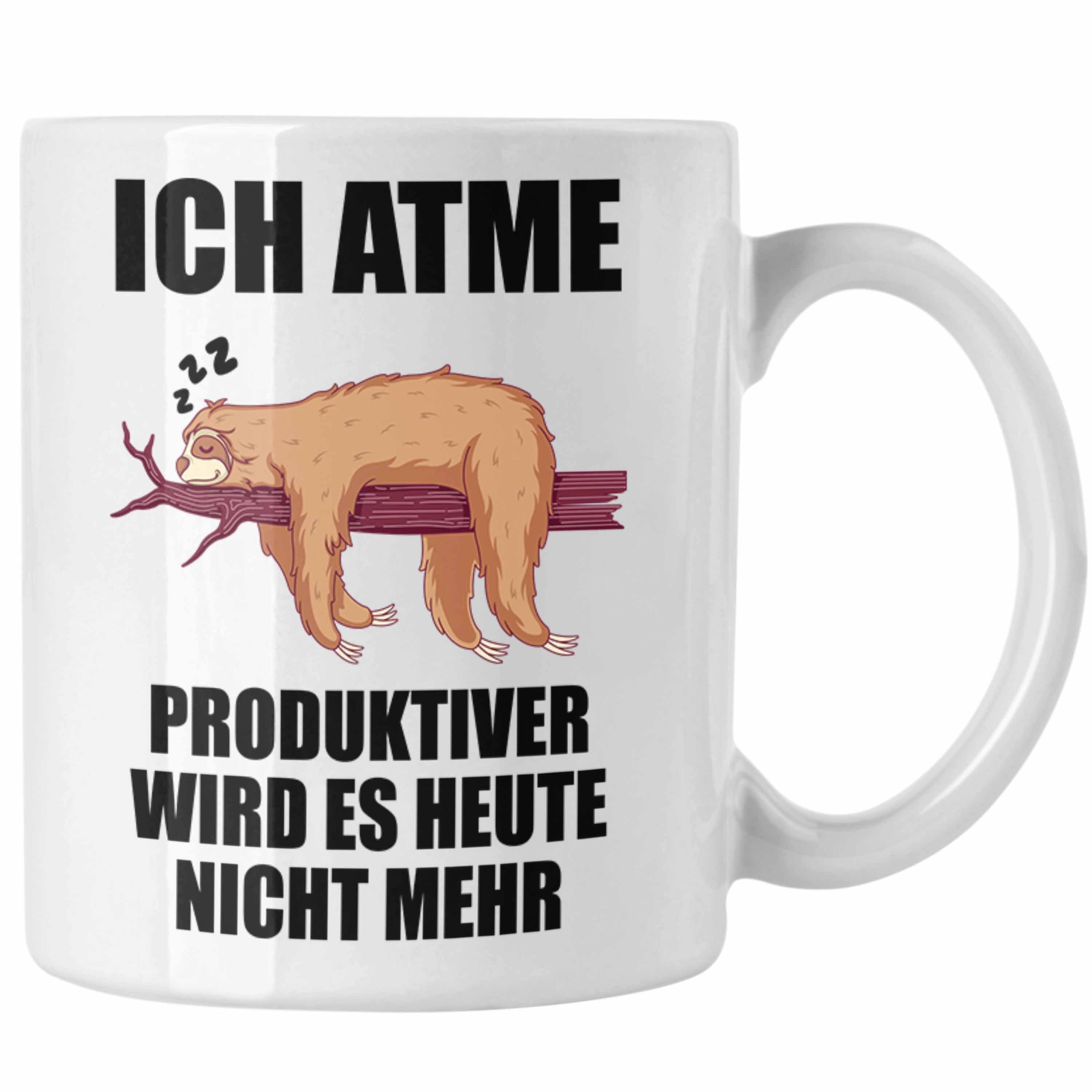 Trendation Tasse Trendation - Lustiger Faultier Spruch Tasse Faultier Mitarbeiter Arbeitskollge Geschenk Weiss