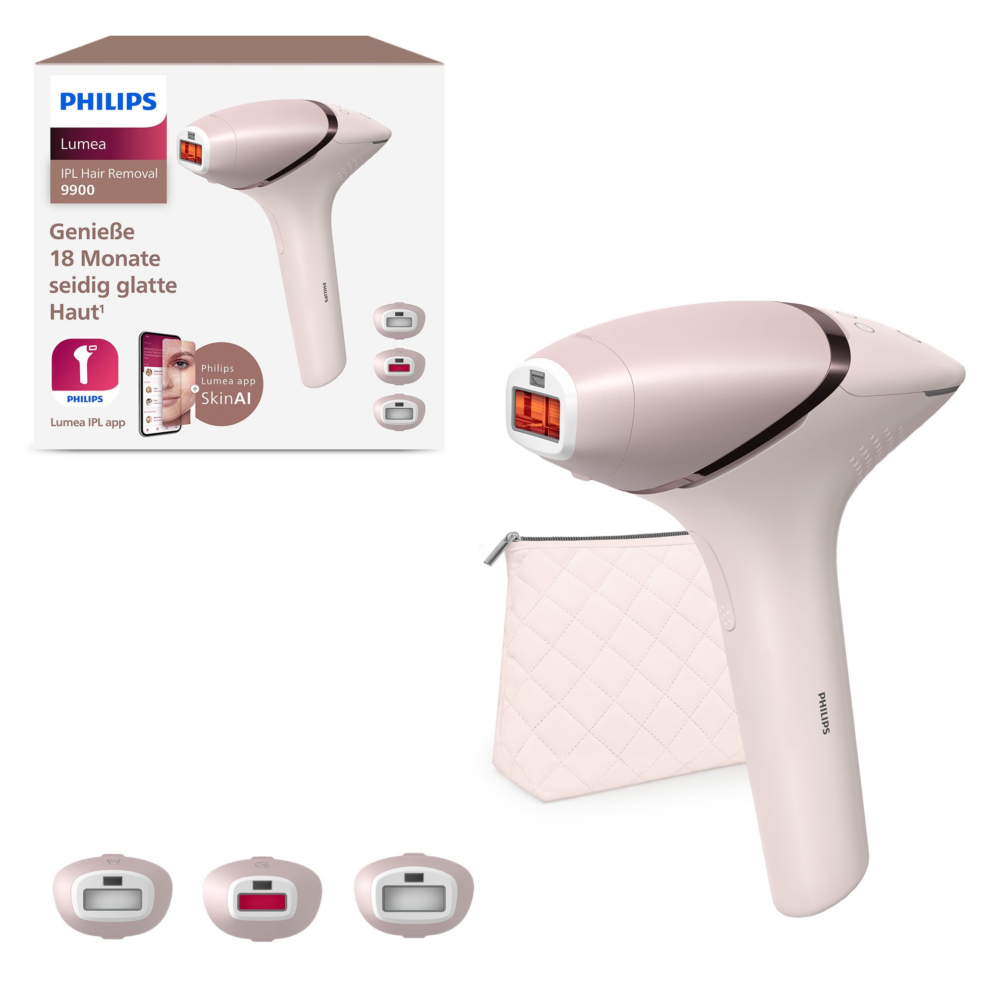 Philips IPL-Haarentferner Lumea S9900 BRI953/02, 450.000 Lichtimpulse, kabellos, 2 SkinAI Funktionen
