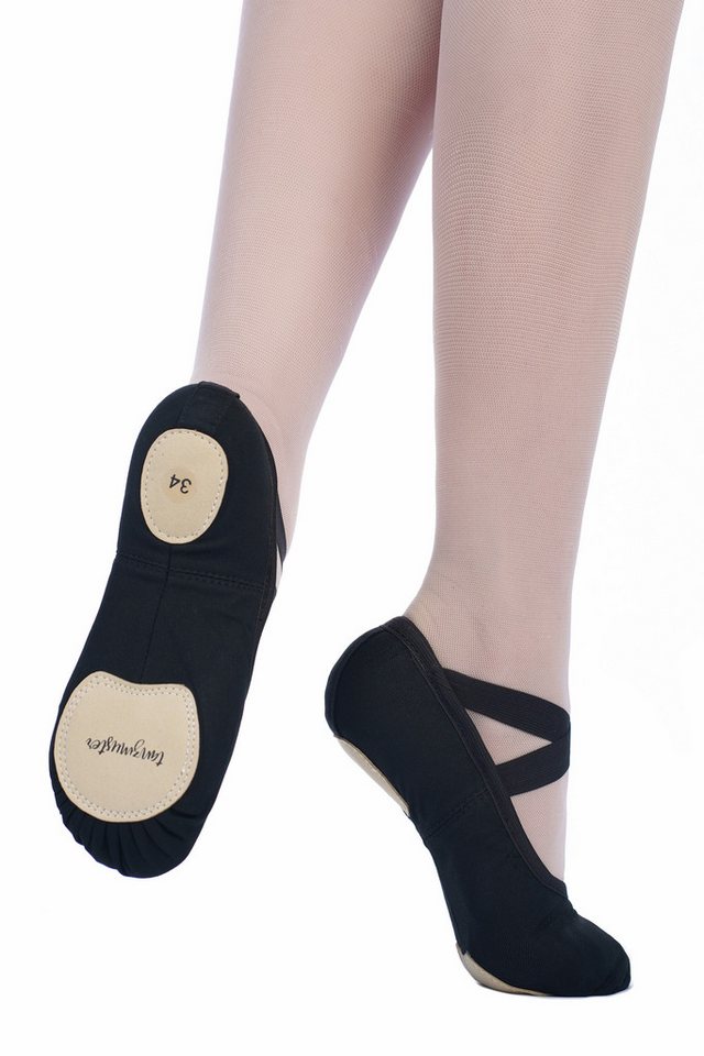 tanzmuster Ballettschuhe Mio vegan aus Baumwoll-Stretch Tanzschuh Ballettschläppchen mit geteilter Sohle für Kinder und Erwachsene