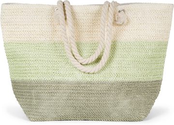 styleBREAKER Schultertasche (1-tlg), Gestreifte Papierstroh Strandtasche