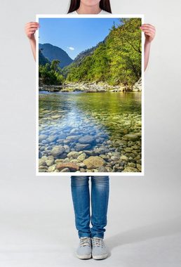 Sinus Art Poster 60x90cm Landschaftsfotografie Poster Flussbett im Sommer