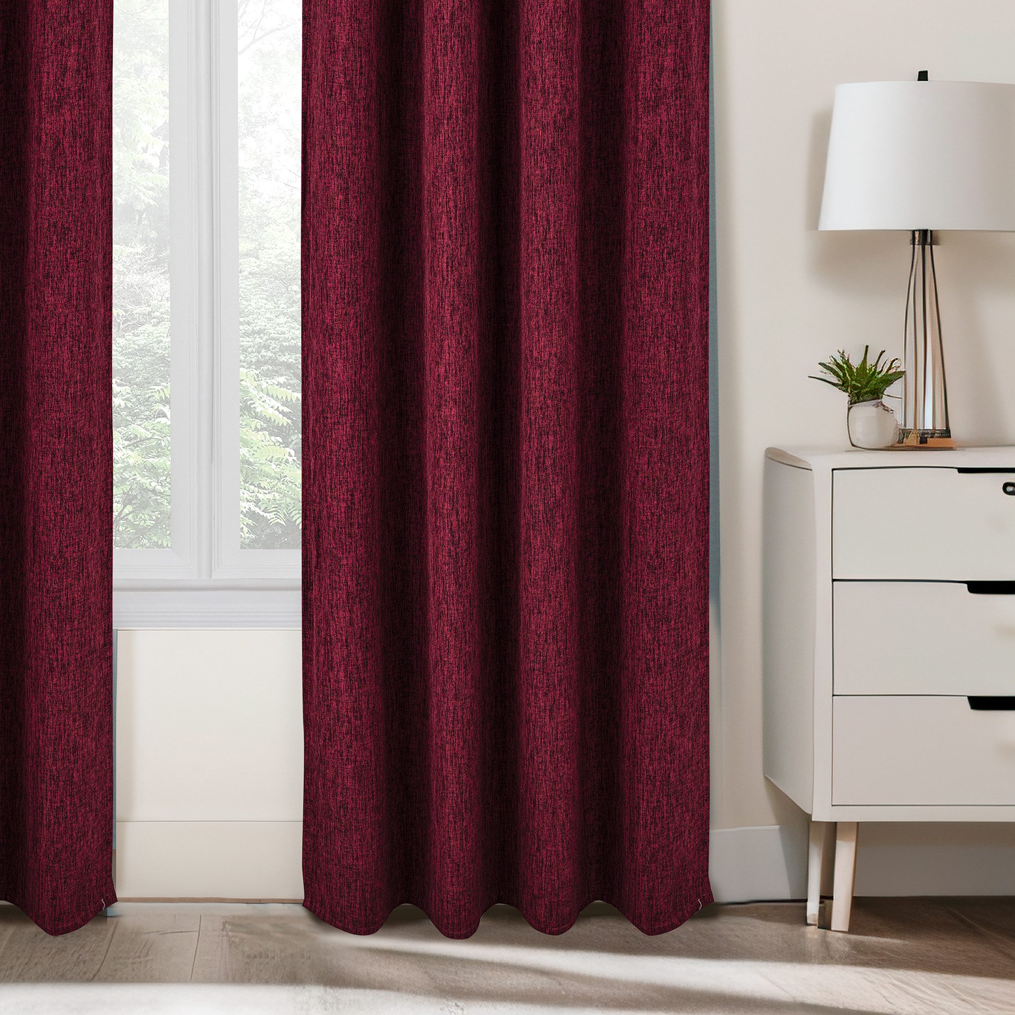 Brilliant Gardine / Grobgewebt / Bordeaux / Öse / 140x245cm / Blickdicht / #9001, Blickdicht