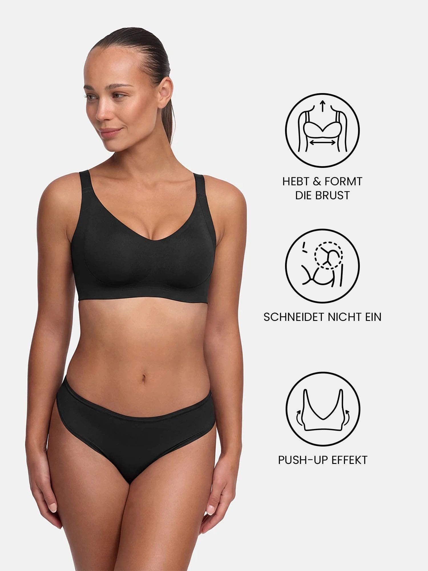 cfab (creamy fabrics) Bügelloser BH Seamless Compact Push-Up BH-Dark Taupe-S (1-tlg)