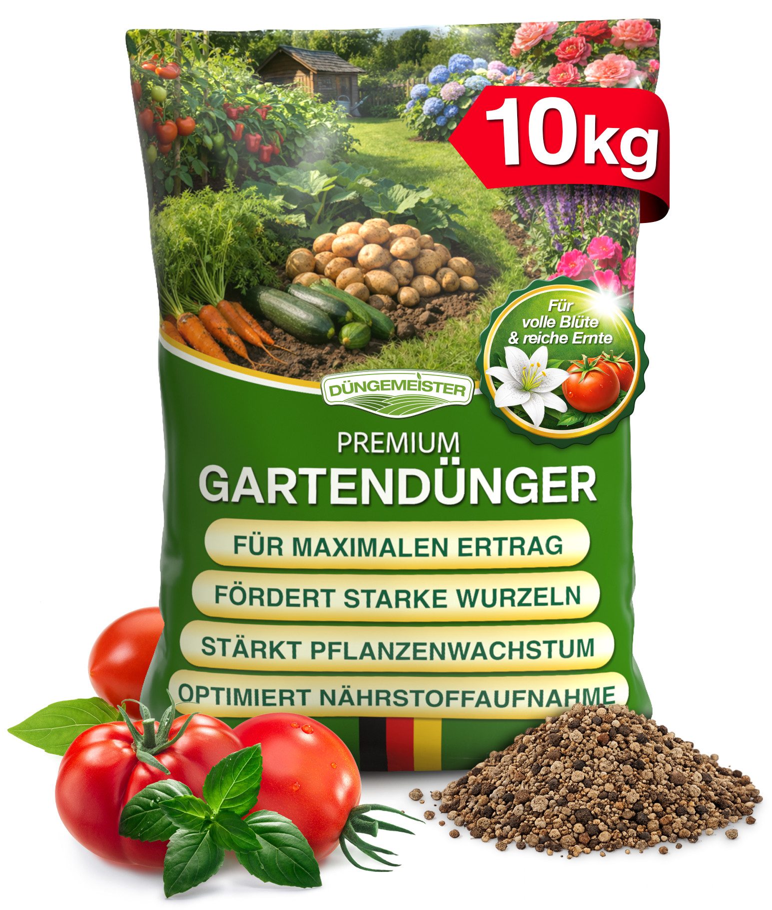 DÜNGEMEISTER Gartendünger Gartendünger Dünger Premium Langzeitwirkung 5/10kg, sorgt für ausgewogene Nährstoffversorgung und gesunden Boden