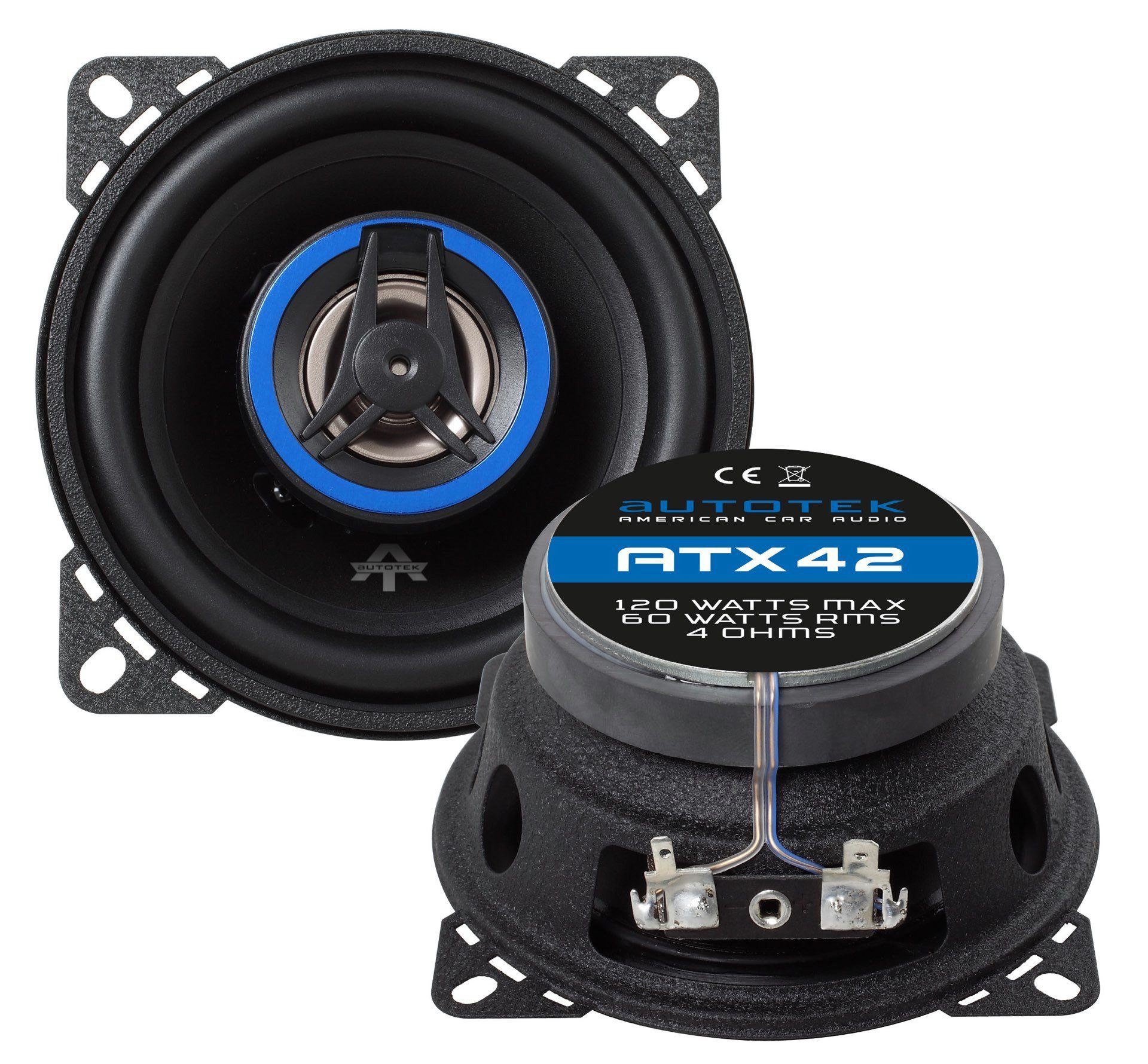 Autotek ATX-42 2-Wege 10cm Koax Lautsprecher Auto-Lautsprecher (60 W)