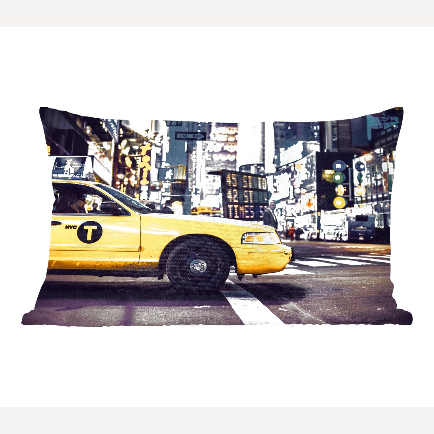 MuchoWow Dekokissen New York - Taxi - Gelb, Wohzimmer Dekoration, Zierkissen, Dekokissen mit Füllung, Schlafzimmer