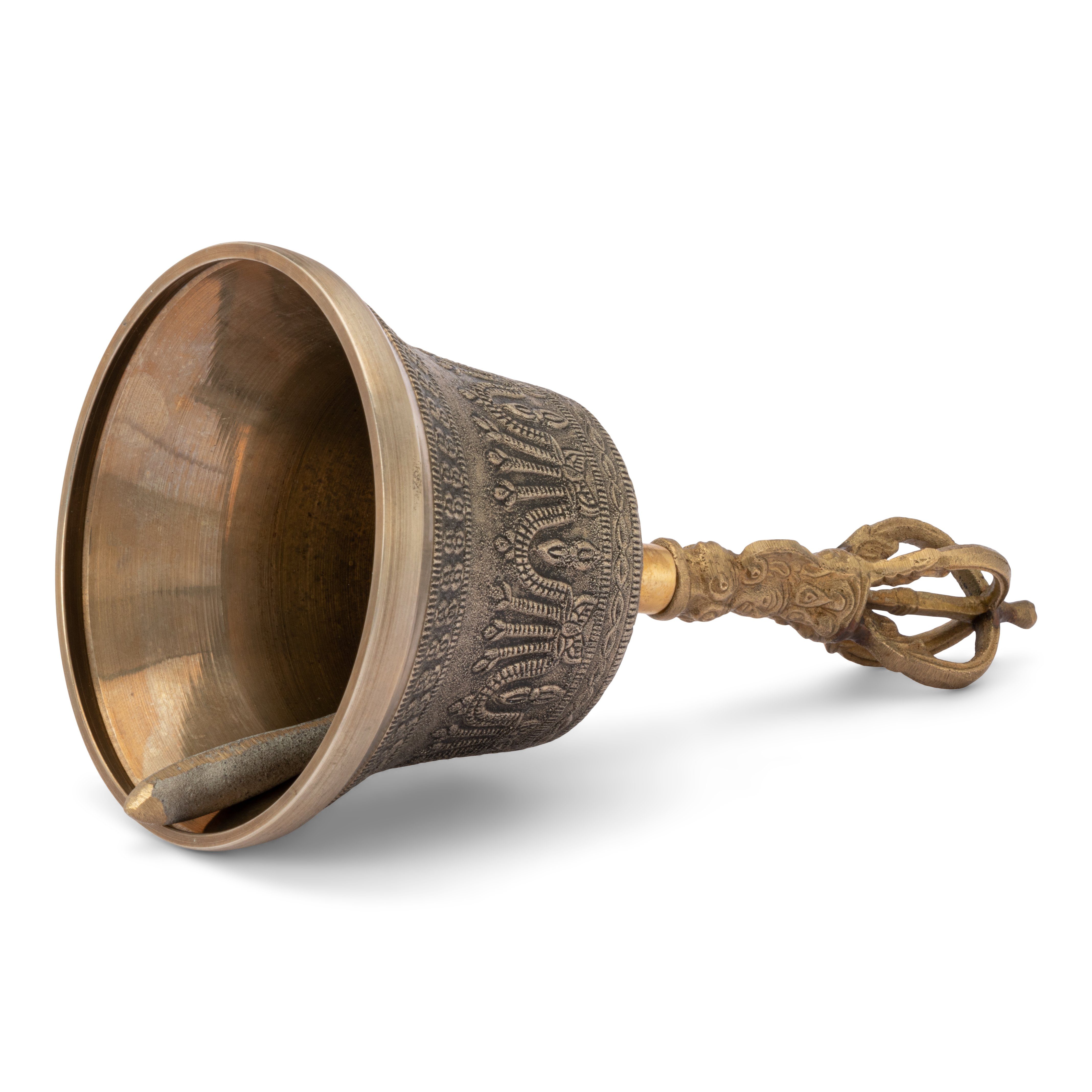 NKlaus Dekofigur Glocke Kupfer-Zink Tibetische Dorje mit Griff 21cm
