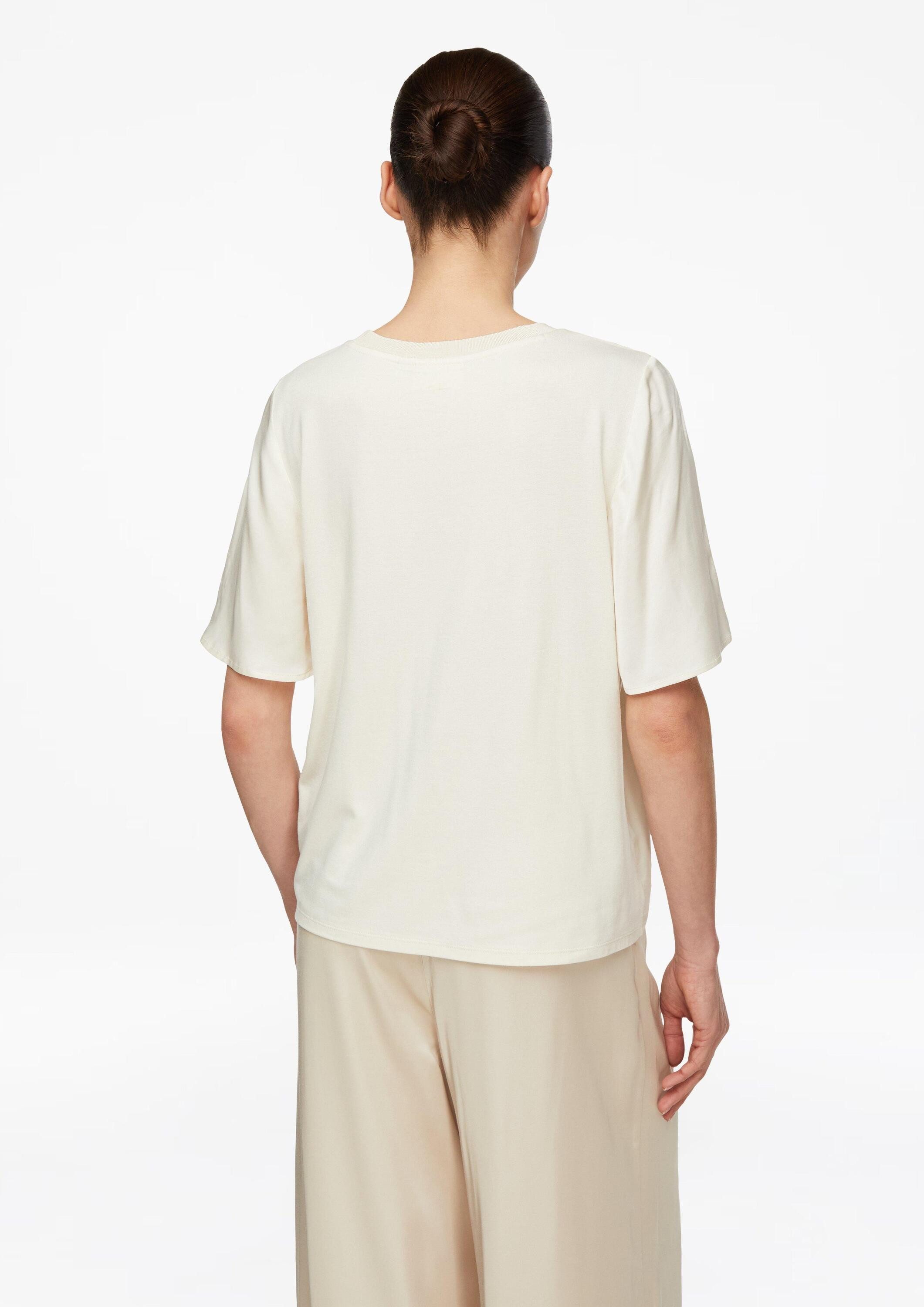 comma Kurzarmshirt T-Shirt Blusenshirt im Fabricmix mit Volantärmeln