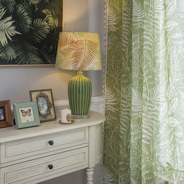 Vorhang Vorhang Vorhang grüne Blätter halbverdunkelnd Küchenvorhang, AUKUU, Trennvorhang Erkerfenster LichtdurchlässigkeitEinteiliges Paket