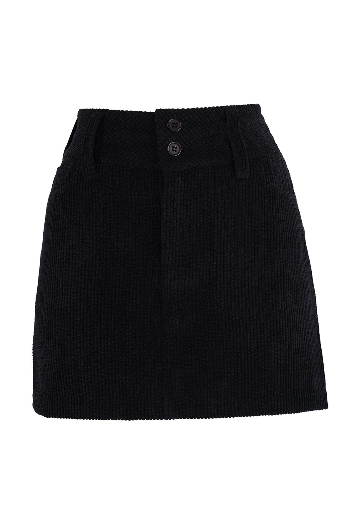 Skirt Freshlions A-Linien-Rock schwarz Corduroy Mini Freshlions Side Slit