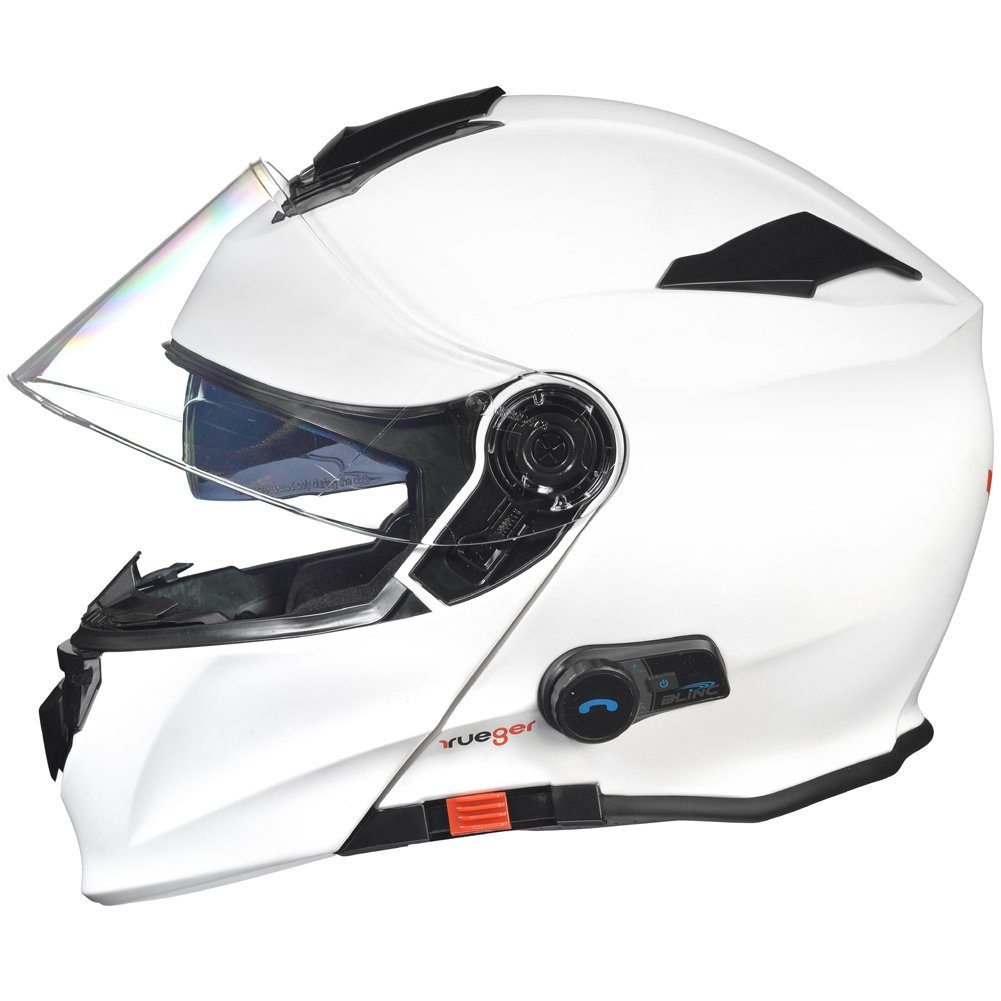 rueger-helmets Motorradhelm RS-983 Bluetooth Klapphelm Motorradhelm Conzept Motorrad Modular Helm ruegerRS-983 COM MattWeiß XS