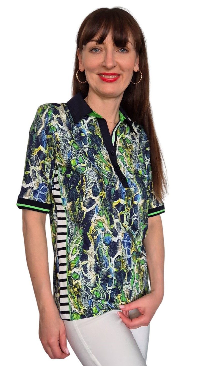 Estefania for woman Poloshirt 190-4200, in modischem Snakeprint gestreifte Einsätze an den Seiten