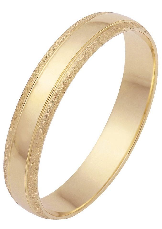 Firetti Trauring Schmuck Geschenk Gold 375 Hochzeit Ehering Trauring "LIEBE", Made in Germany - mit o. ohne Brillant/Diamant gelbgoldfarben