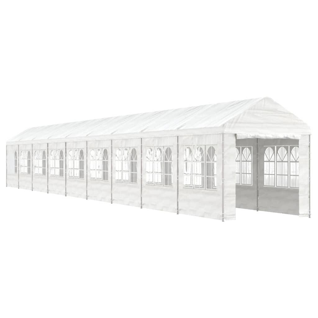vidaXL Partyzelt Pavillon mit Dach Weiß 20,07x2,28x2,69 m Polyethylen