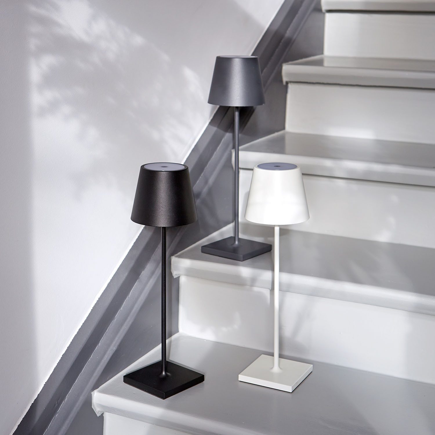 SIGOR LED Tischleuchte 2x Nuindie USB-C 380mm graphitgrau, Dimmbar, LED fest integriert, Warmweiß