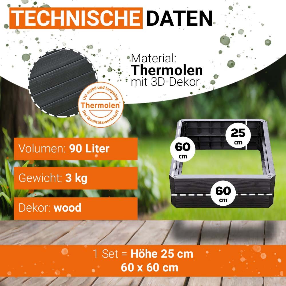 GARANTIA Hochbeet ERGO QUADRO S Hochbeet-System Wood 4 Paneele inkl. Verbinder