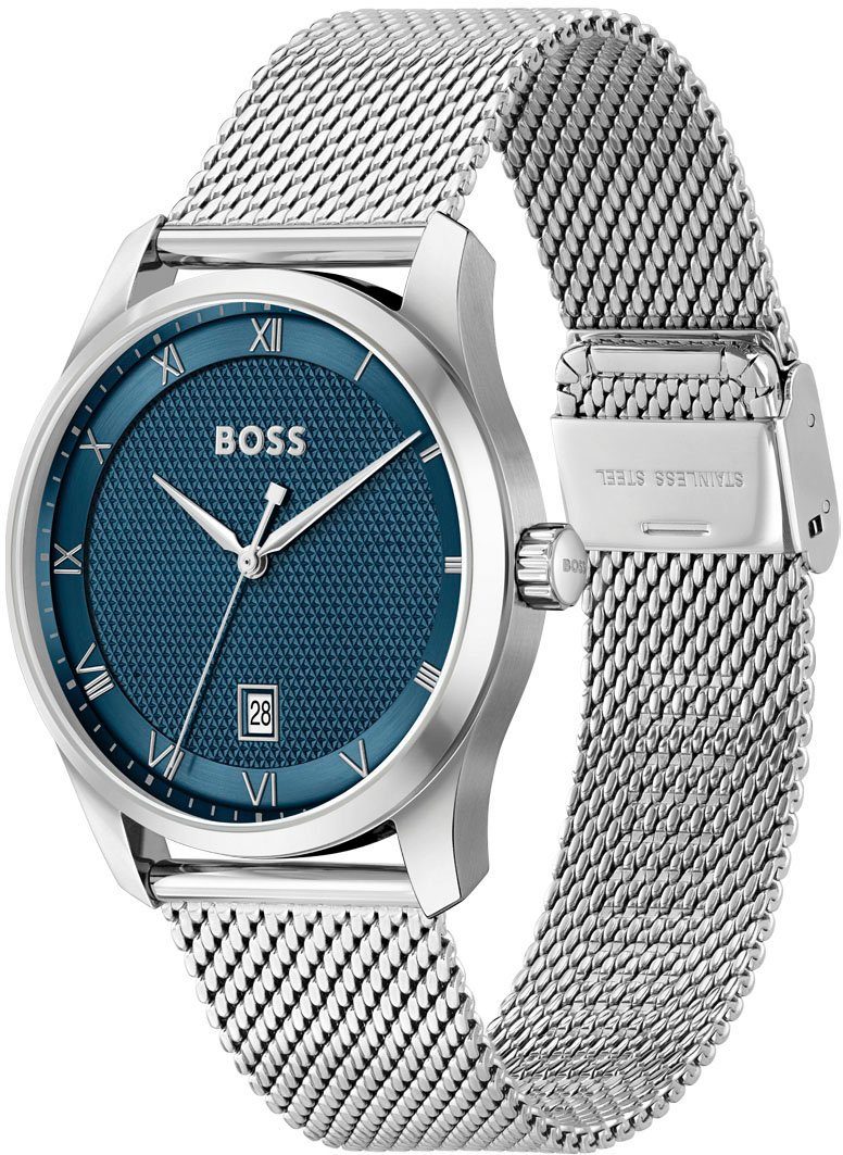 BOSS Quarzuhr PRINCIPLE 1514115, Herrenuhr, Armbanduhr, Datum, Edelstahlarm günstig online kaufen