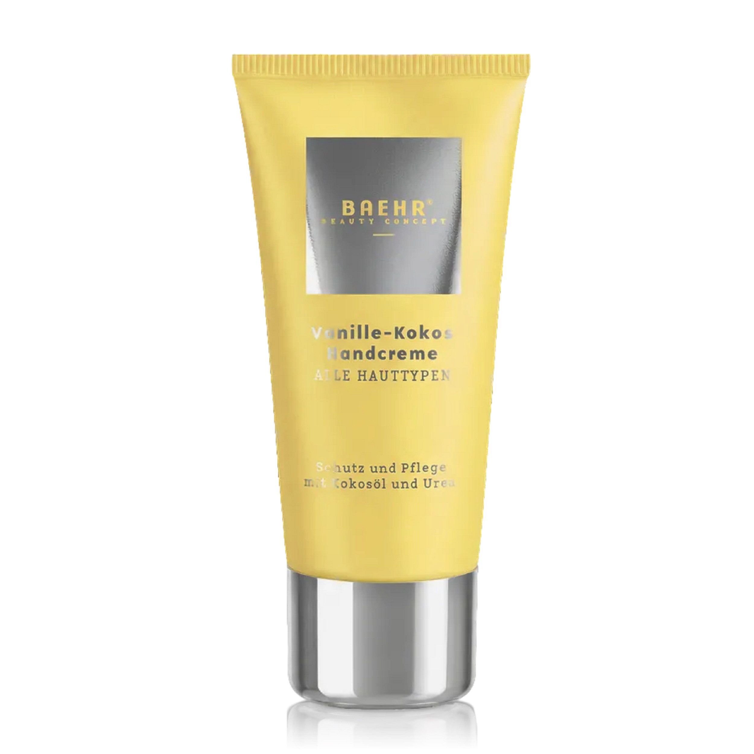 BAEHR BEAUTY CONCEPT Handcreme Baehr Beauty Concept Vanille-Kokos Handcreme 30ml exotischer Duft, 1-tlg., Urea, Vitamin E, Kokosöl & Totes Meer Salz pflegen intensiv