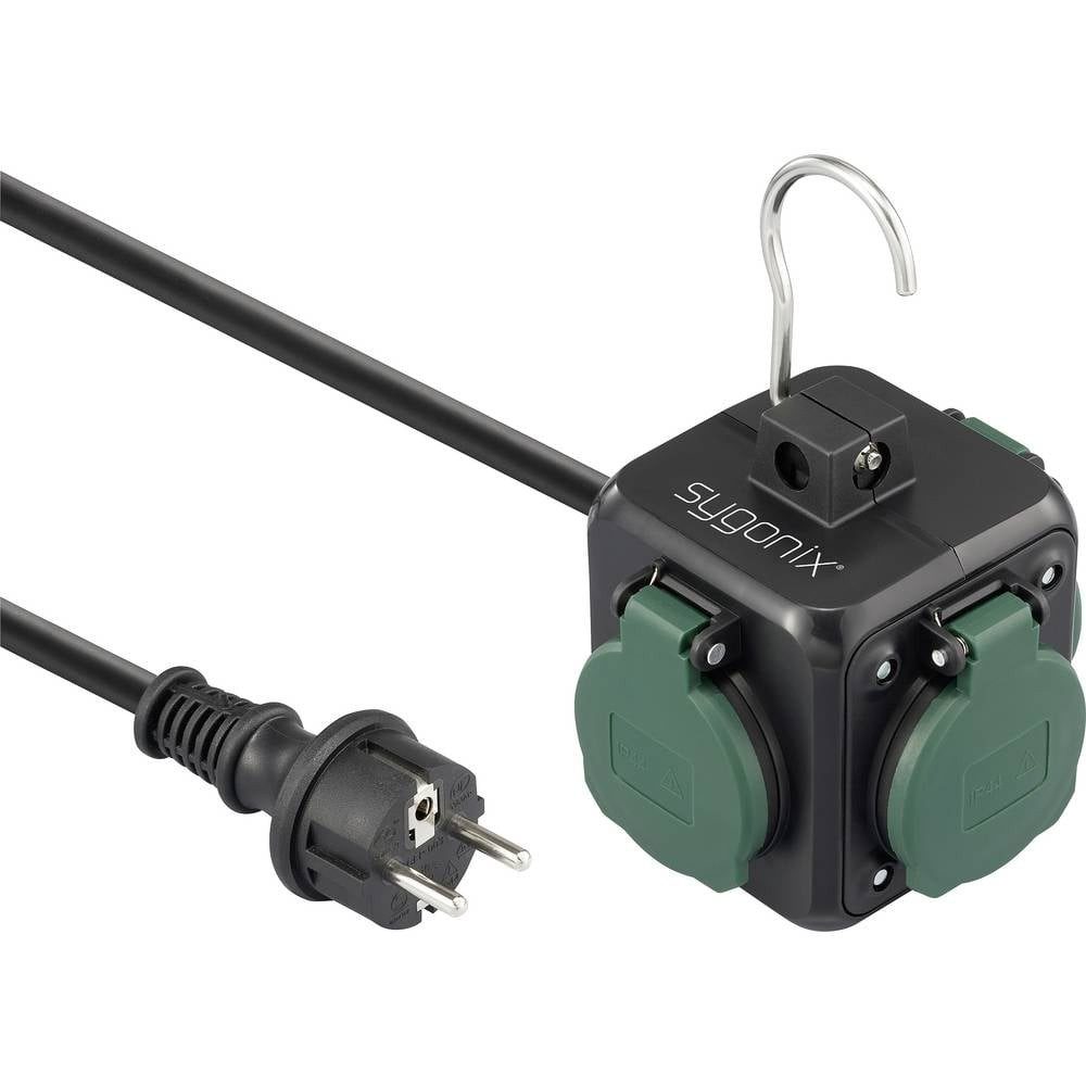 Sygonix SY-6903362 Steckdosenwürfel Schwarz, Grün Schutzkontakt 1 St. Steckdosenleiste