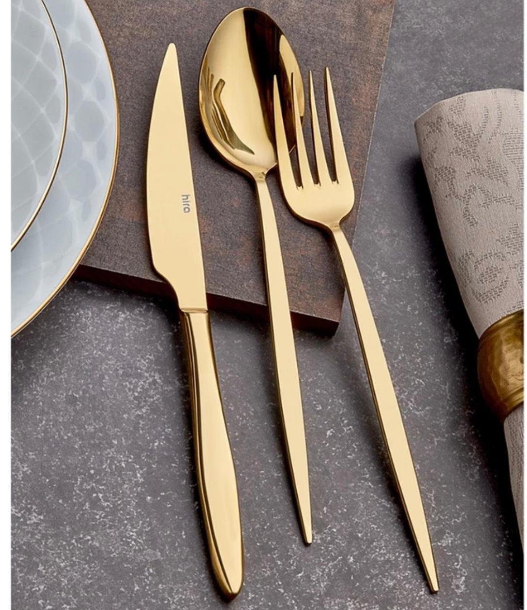 cofi1453 Besteck-Set Besteckset 36 teilig für 6 Personen Edelstahl 18/10 Gold (36-tlg)