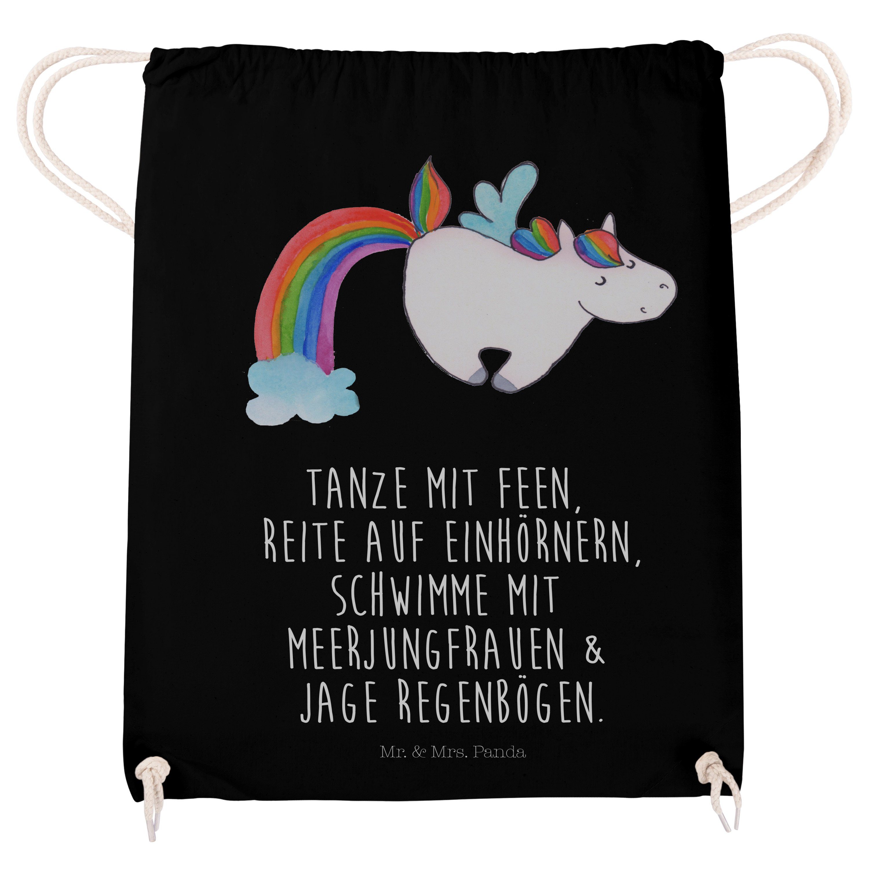 Pegasus Sportbeutel, Tasche, & Mrs. - Schwarz Einhorn Panda (1-tlg) Geschenk, Sporttasche - Mr. Realität,