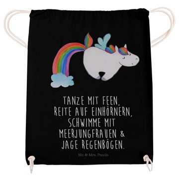 Mr. & Mrs. Panda Sporttasche Einhorn Pegasus - Schwarz - Geschenk, Realität, Tasche, Sportbeutel, (1-tlg), Stabile Kordel