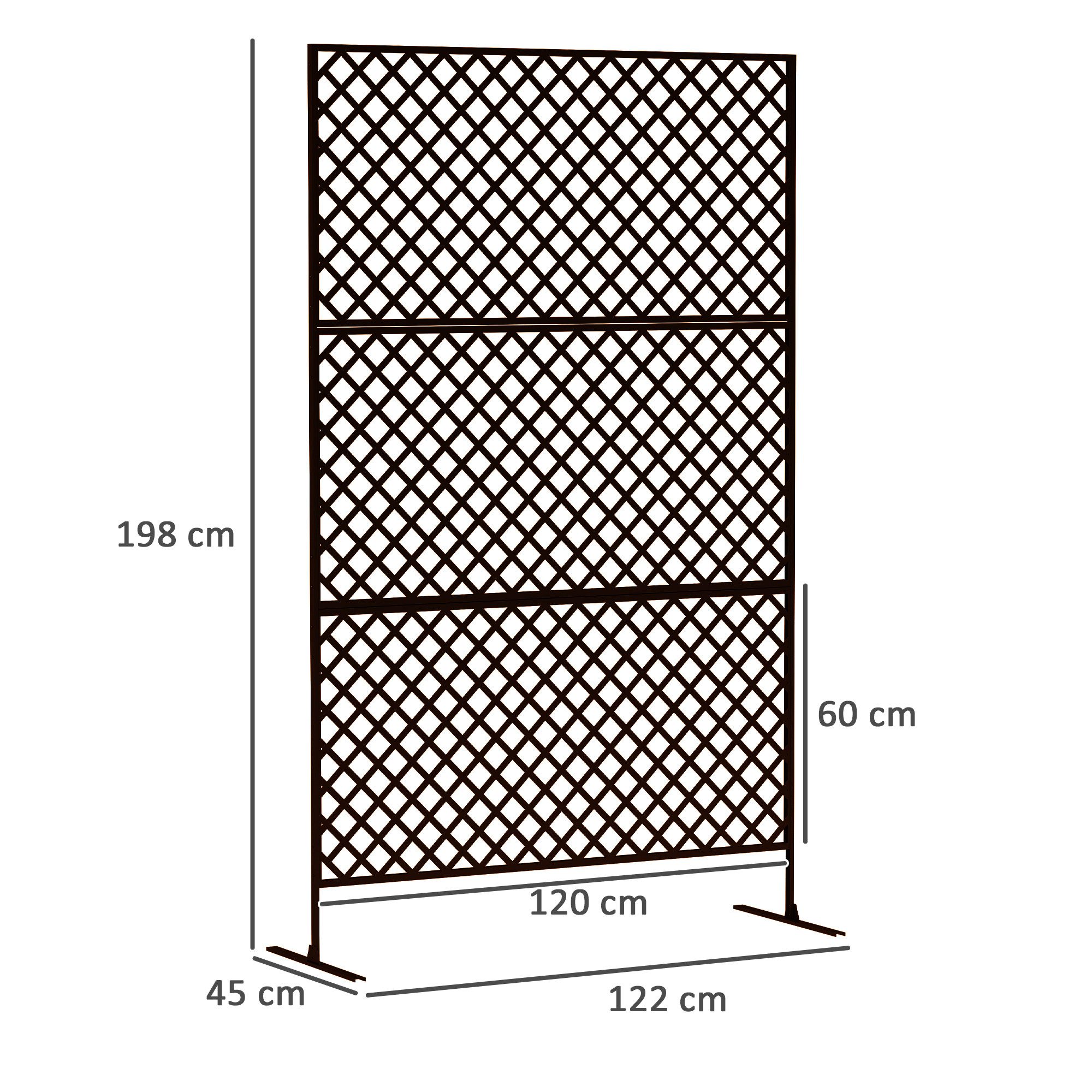 Outsunny Paravent 3-teilig 122 x 198 cm Freistehend Sichtschutz (Raumteiler, 3 St., Trennwand), aus Stahl, für Garten, Balkon, Terrasse, Schwarz – Bild 3 von 5