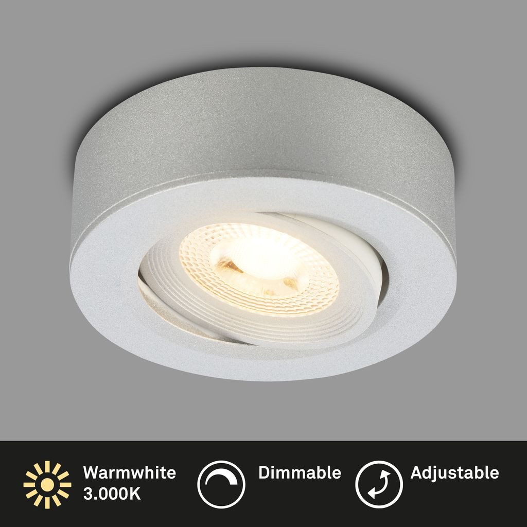 Briloner Leuchten LED Deckenleuchte 7990014, Dimmfunktion, LED fest integriert, 2700K - Extra-Warmweiß, LED Einbauleuchte 90x30mm Chrom-Matt 5W Decke Wohnzimmer Schlafzimmer