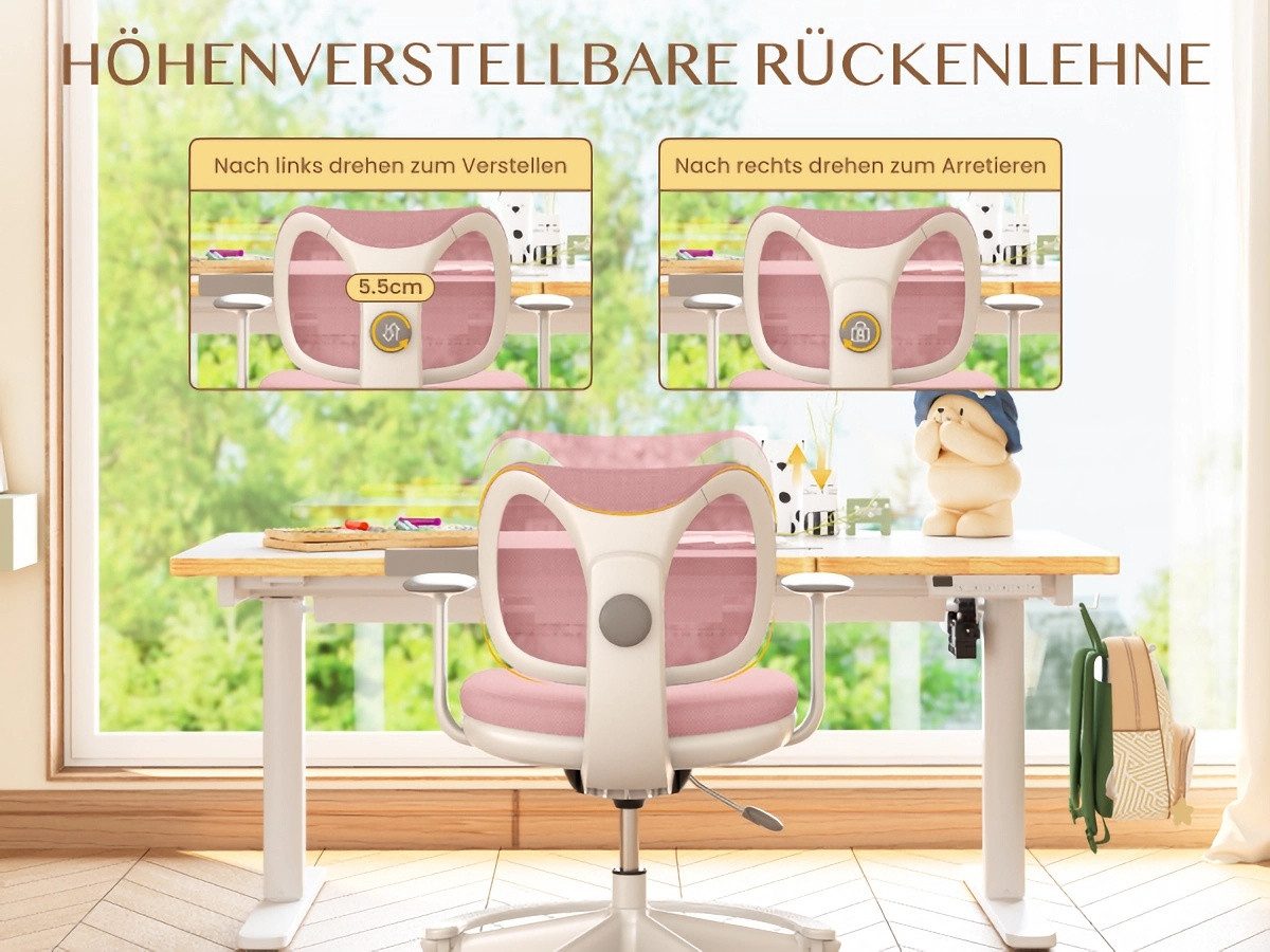 FLEXISPOT Schreibtisch Kinderschreibtisch Höhenverstellbar (mit neigbarer Tischplatte, mit LED-Höhenanzeige & 3 Speicherplätzen, MIT Haken, 16mm Abgerundete Tis – Bild 4 von 5