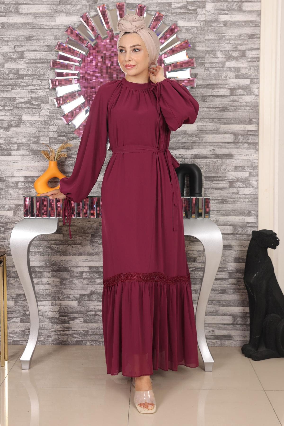 Abendkleid Detailspitze Chiffon Abendkleid