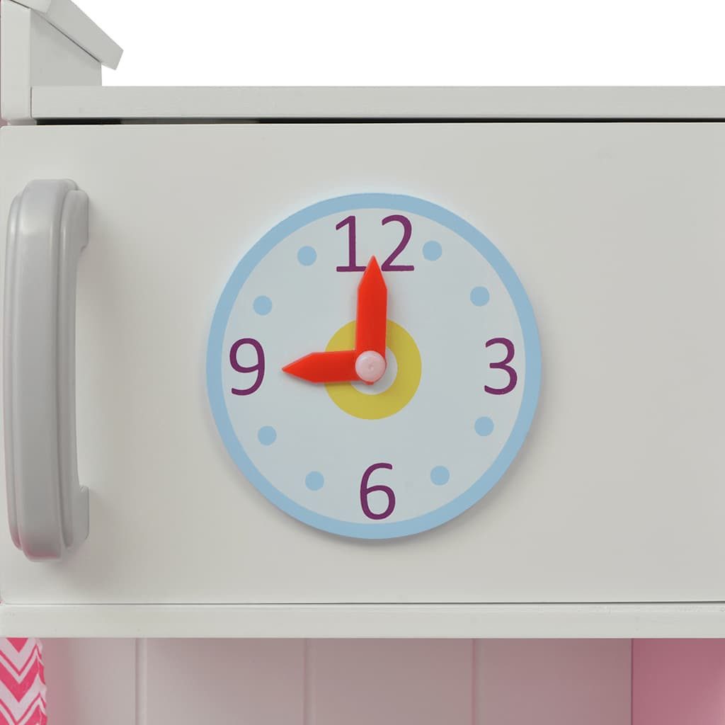 vidaXL Spielküche Spielzeugküche Holz 82×30×100 cm Rosa und Weiß MDF