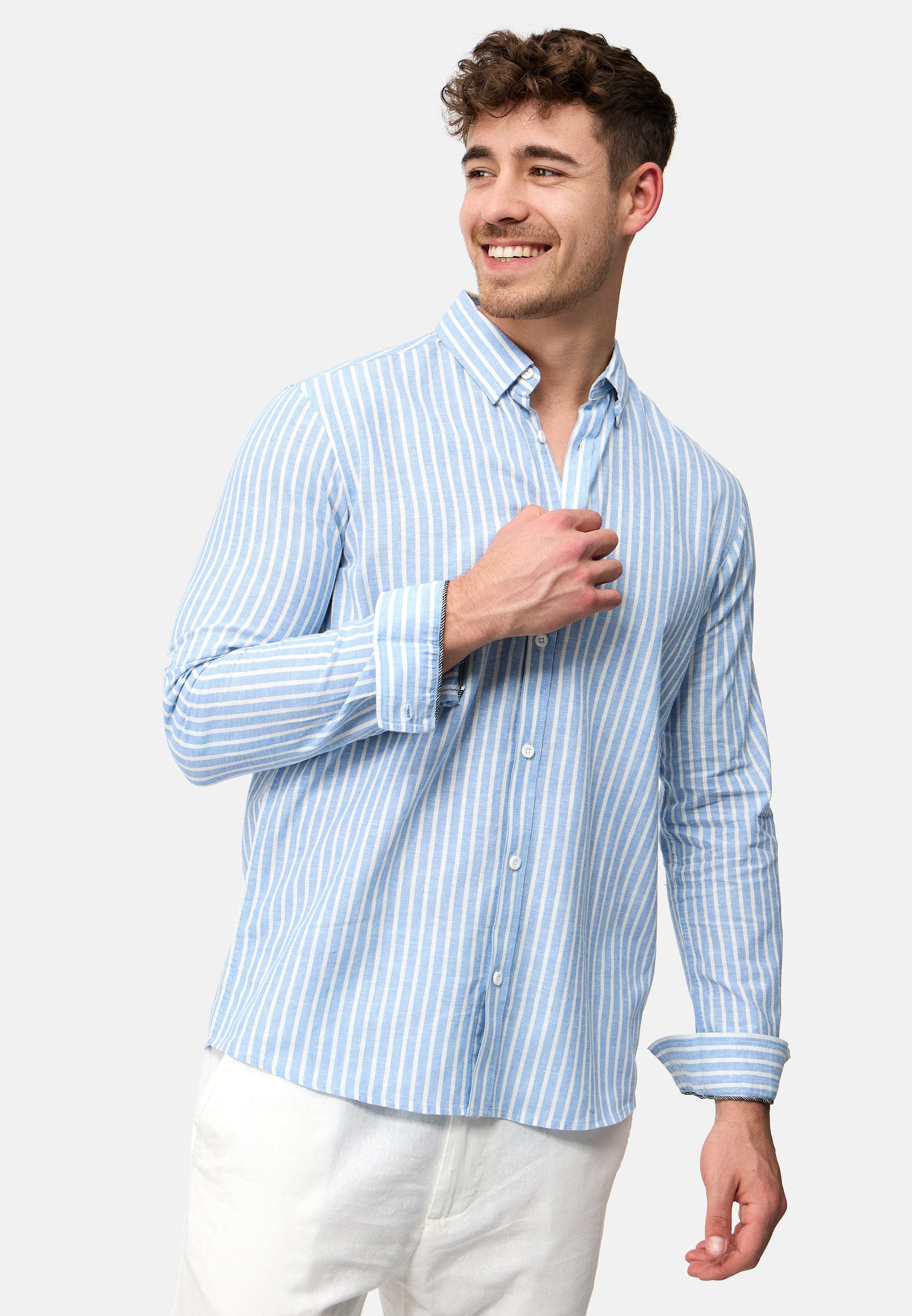 Indicode Langarmhemd Herren Brayden Herrenhemd Langarm mit Button-Down-Kragen