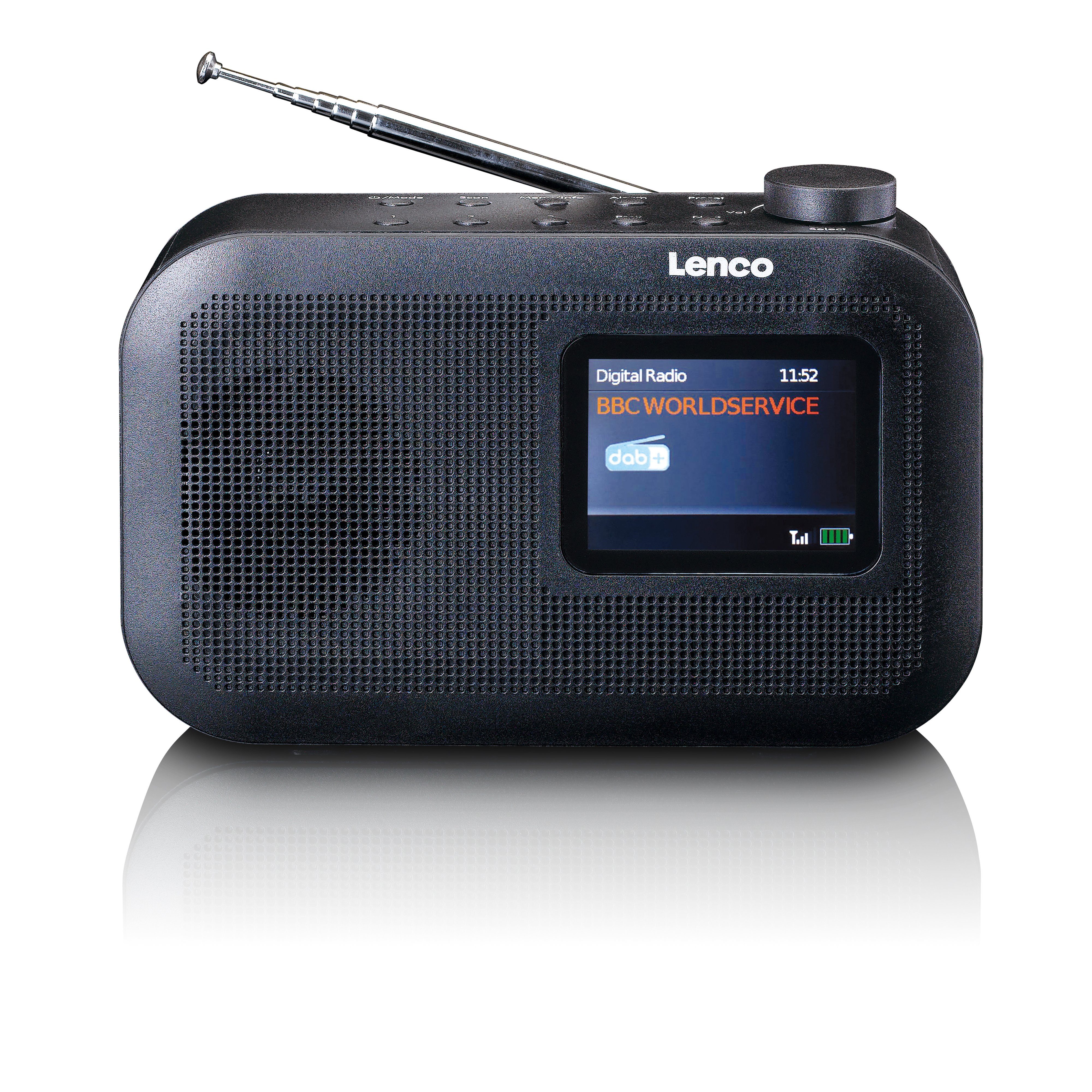 Lenco PDR-026BK Digitalradio (DAB) (DAB,FM, 2 W, modernes Design mit LCD-Farbdisplay, Bluetooth® inkl. eingebautem Akku)