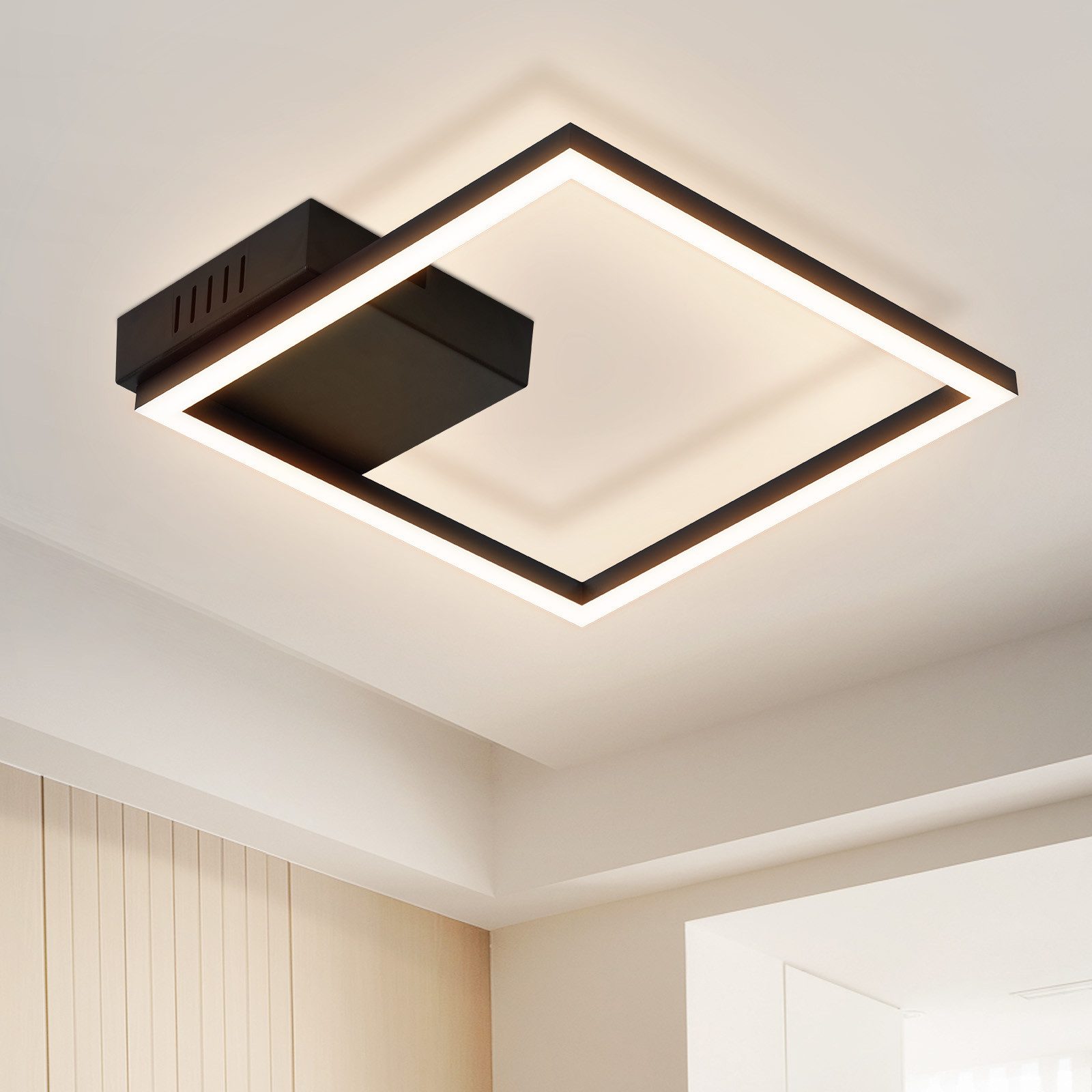 ZMH LED Deckenleuchte Wohnzimmer Schwarz Modern Deckenlampe 3000K für Esszi günstig online kaufen