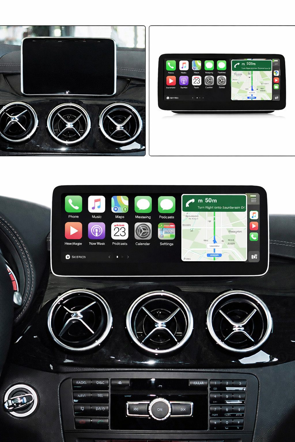 GABITECH 10.3/12.3" Carplay Display Für Mercedes Benz B Klasse W242 W246 NTG4.5 Einbau-Navigationsgerät (Kabellos Carplay und Android Auto Touchscreen Display. Linux System)