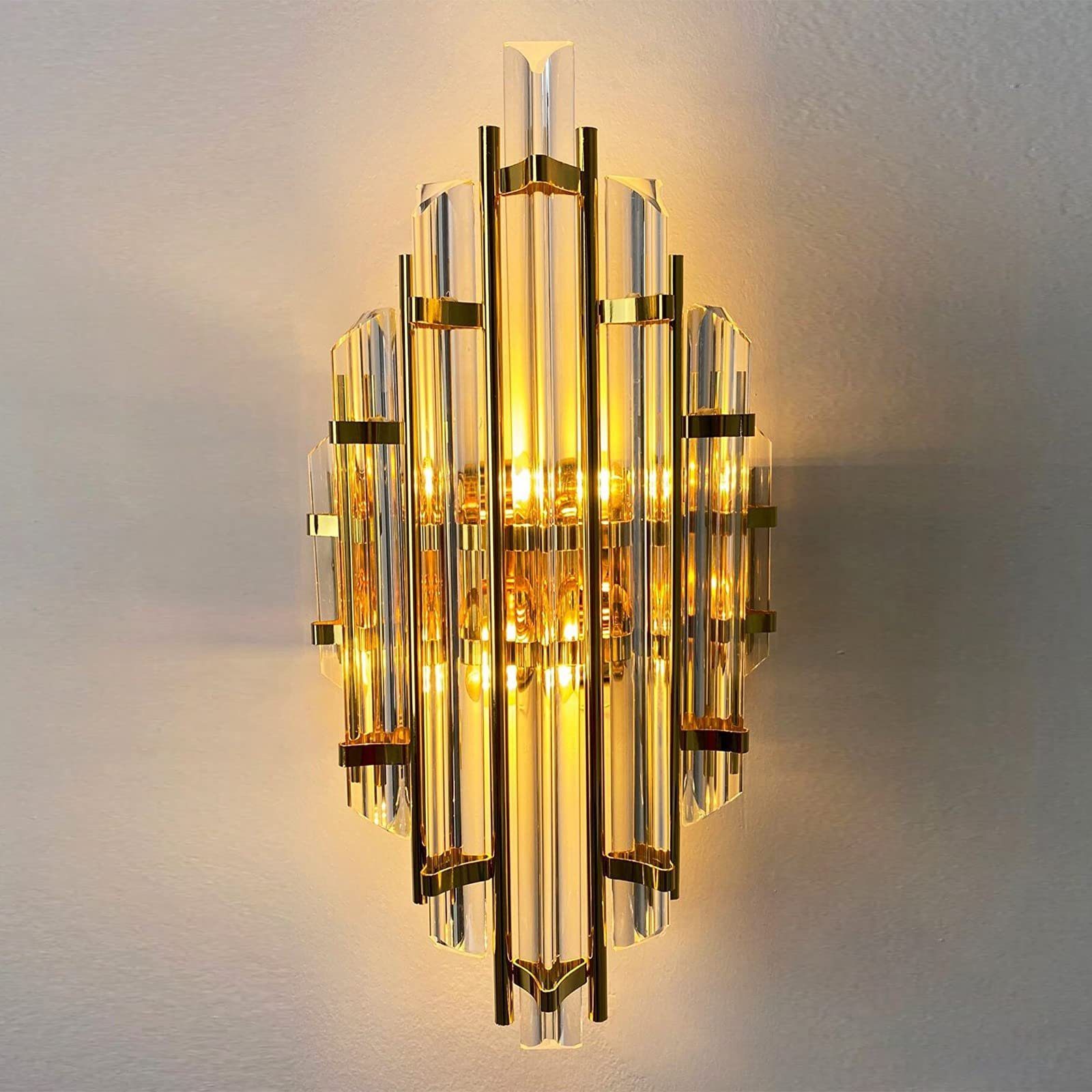 Gold und ohne Champion Wandleuchte Bamyum Wandleuchte Glas Vintage Metall Bamyum Wandlampe, Leuchtmittel