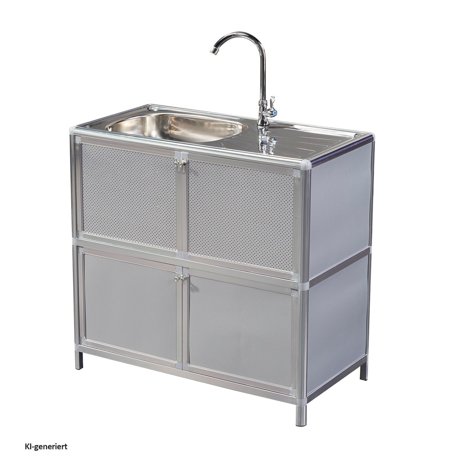 HTI-Living Küchenspüle Spüle mit Abtropfläche und Unterschrank, 83/43 cm, (Stück, 1 St., 1 Outdoorspüle), für Garten und Camping mit Edelstahl-Armatur