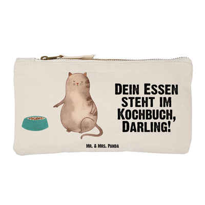 Mr. & Mrs. Panda Kosmetiktasche Größe S Klein Katze Fressen - Weiß - Geschenk, Katzenfreund, Katzenar (1-tlg), Stilvoll unterwegs