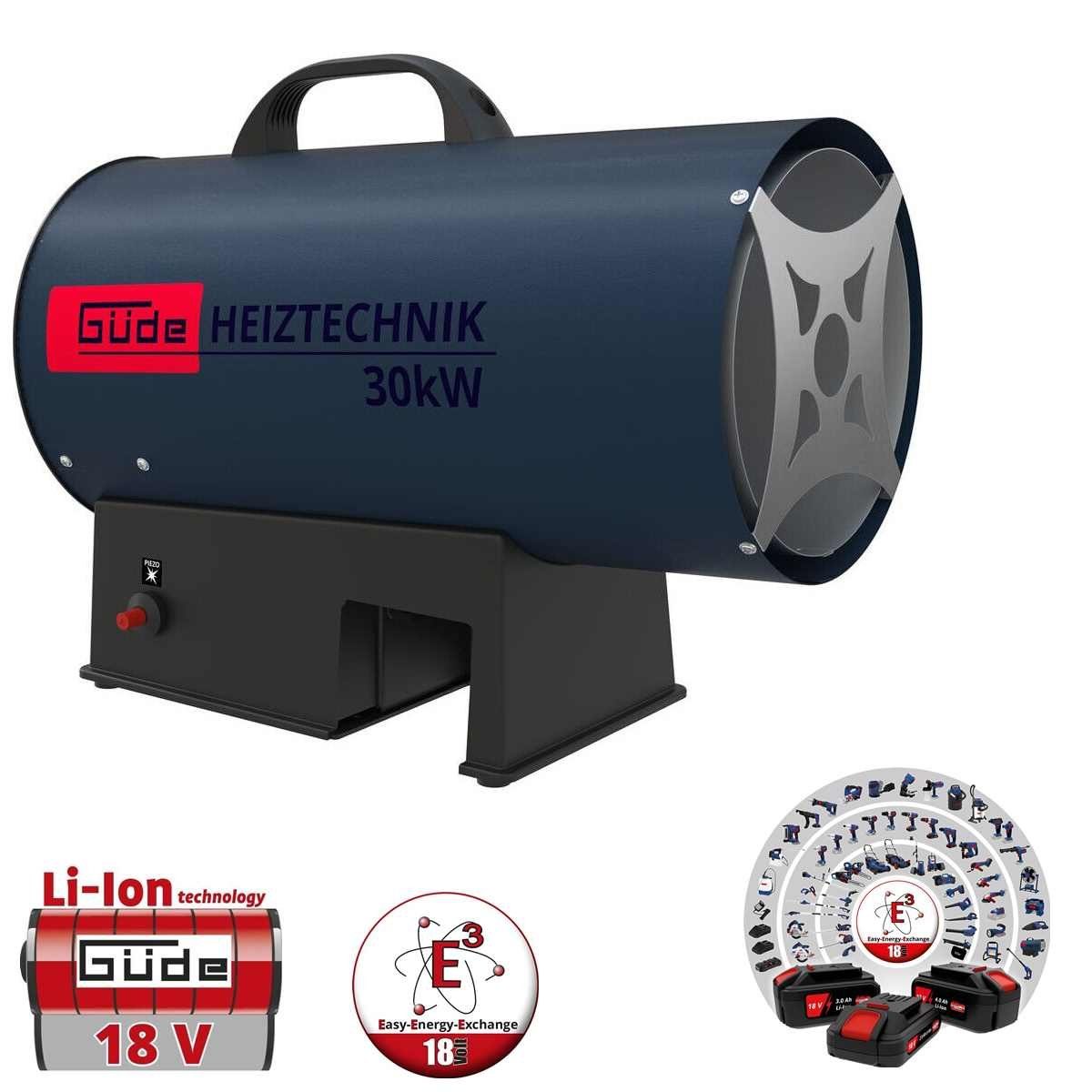 Güde Heizstrahler Güde Akku Gasheizgebläse GH 18 - 30 KW ohne Akku / Ladegerä