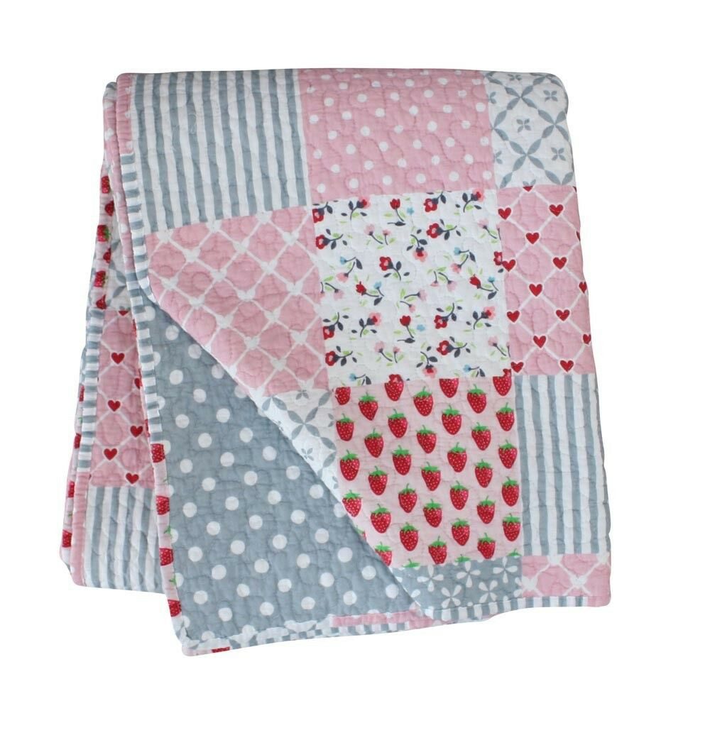 Wohndecke Krasilnikoff Quilt PATCHWORK Rosa 130x180, Krasilnikoff