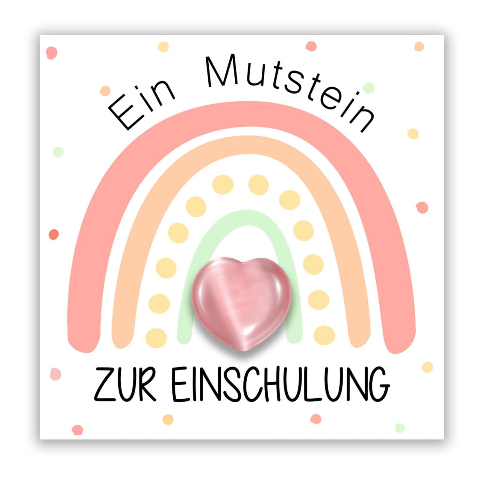 FOUORTUNATE-BEE Mineralstein Mutstein für Kinder Einschulung Geschenk Mutmacher, (Glücksbringer Schulanfang Mutstein mit Karte, Geschenke zur Einschulung Schultüte)