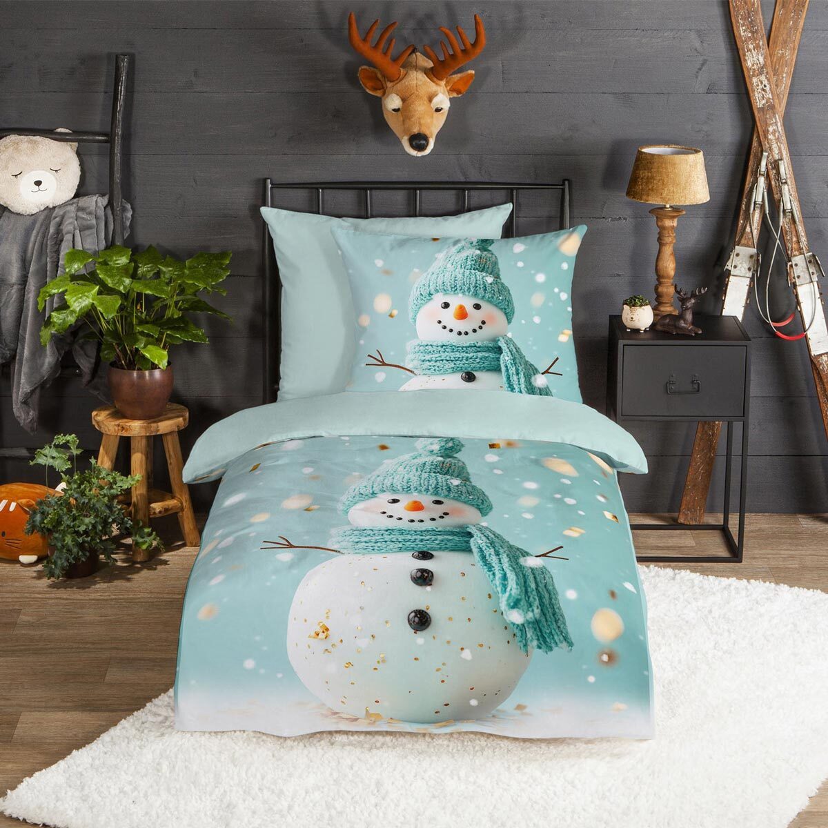 TRAUMSCHLAF Bettwäsche Schneemann, Flanell, 2 teilig, günstig online kaufen