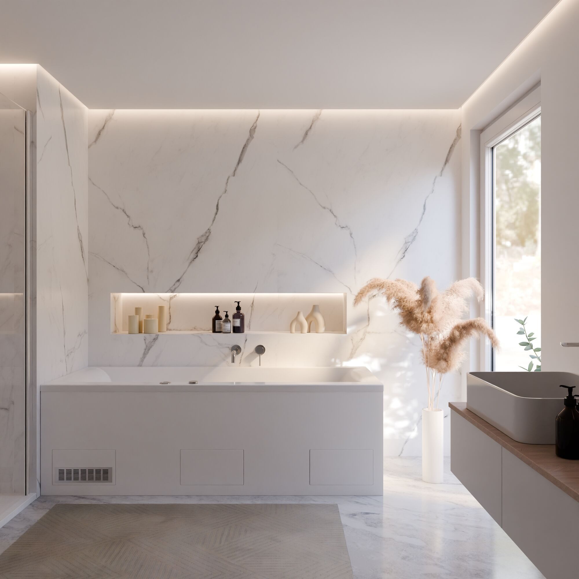 Schulte Whirlpool-Badewanne Onda, Sanitäracryl, Weiß, Größenauswahl, (Komplettsystem), Hydro-Jet Massage- und Luftsystem