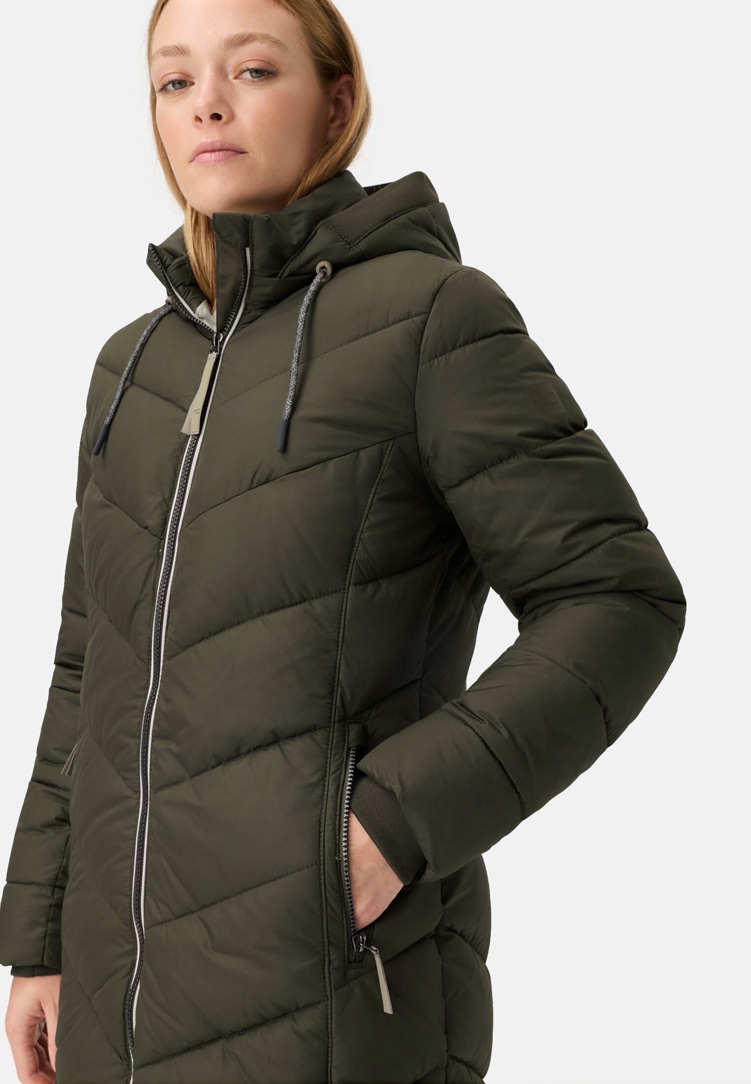camel active Steppjacke mit abnehmbarer Kapuze Langarm